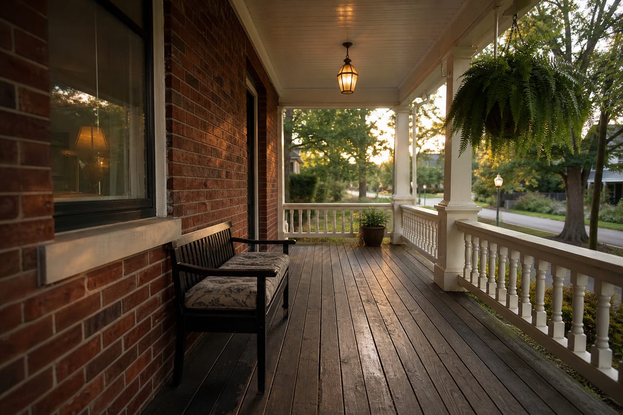 The covered front porch