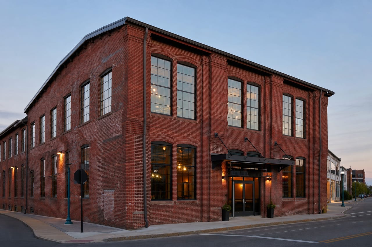 The converted warehouse from the street